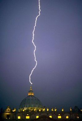 A lightning bolt hit the dome of St. Peter's Basilica
